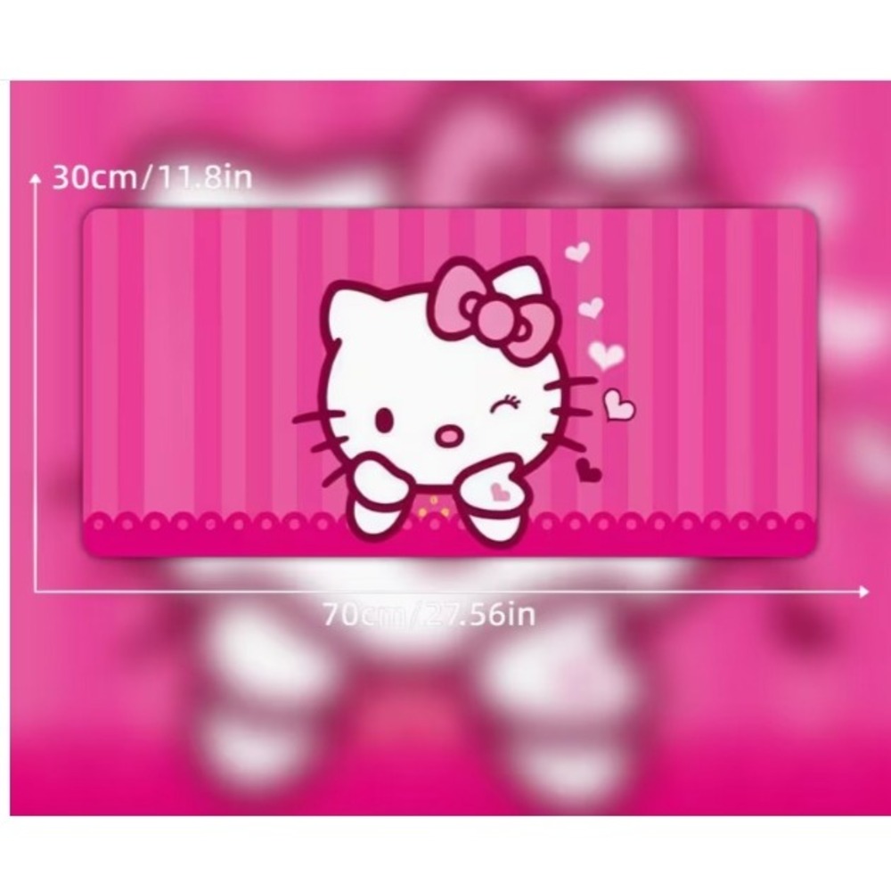 Hello Kitty Pink Striped Desk Mat Large Gaming Mouse Pad Sanrio 70x30cm Kawaii